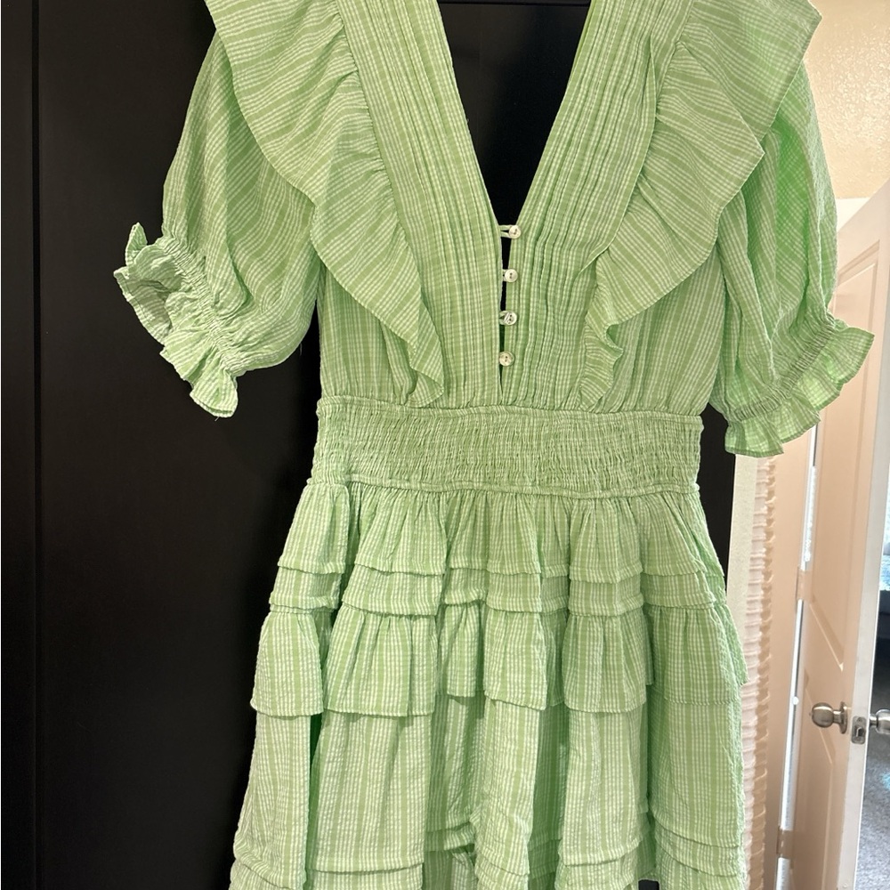 MARBLE Light Green Striped Dress